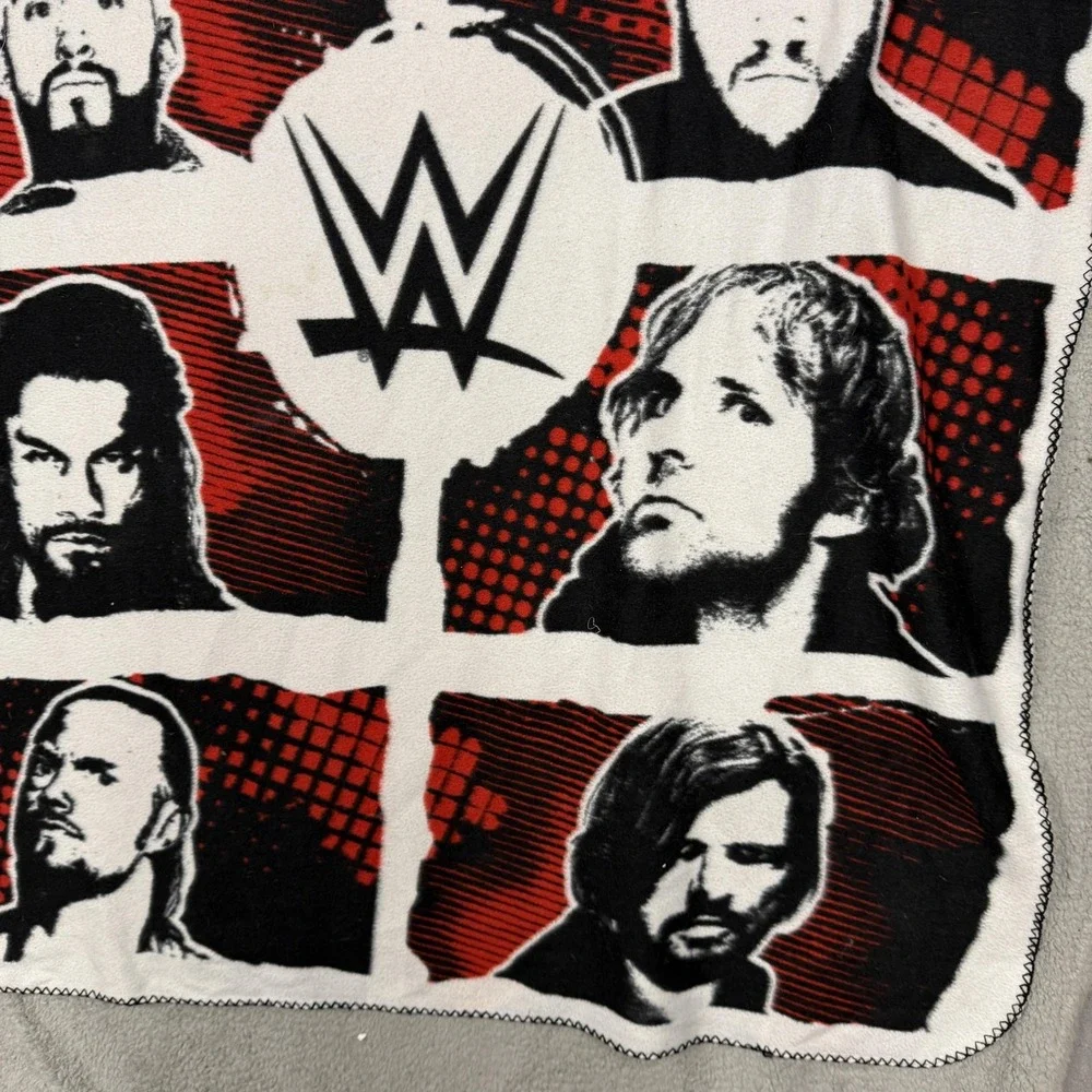 WWE Throw Blanket 50x60 Superstars Fleece Silver Buffalo Multicolor Red Soft